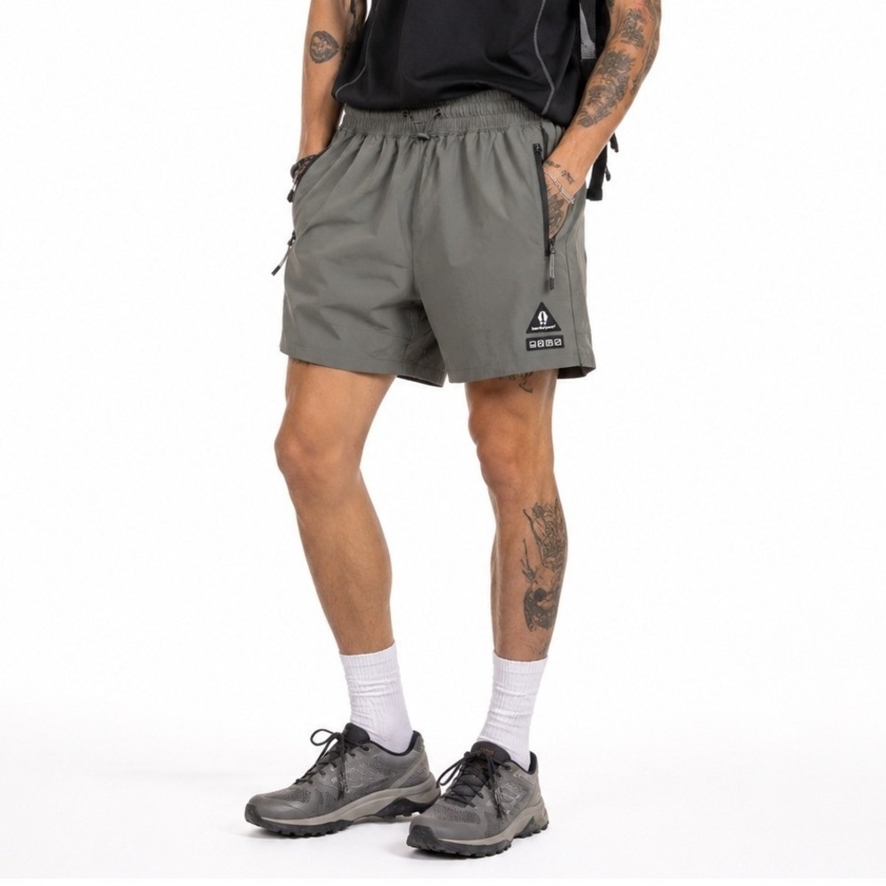 Bearded Goat Men's Hybrid Shorts XL Gray Ripstop Zip Pockets Gorpcore Outdoor